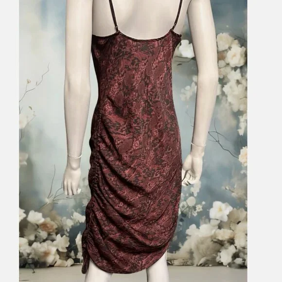 Free People / Day to Night Convertible Ruched Slip Snake Dress S - Picture 4 of 6